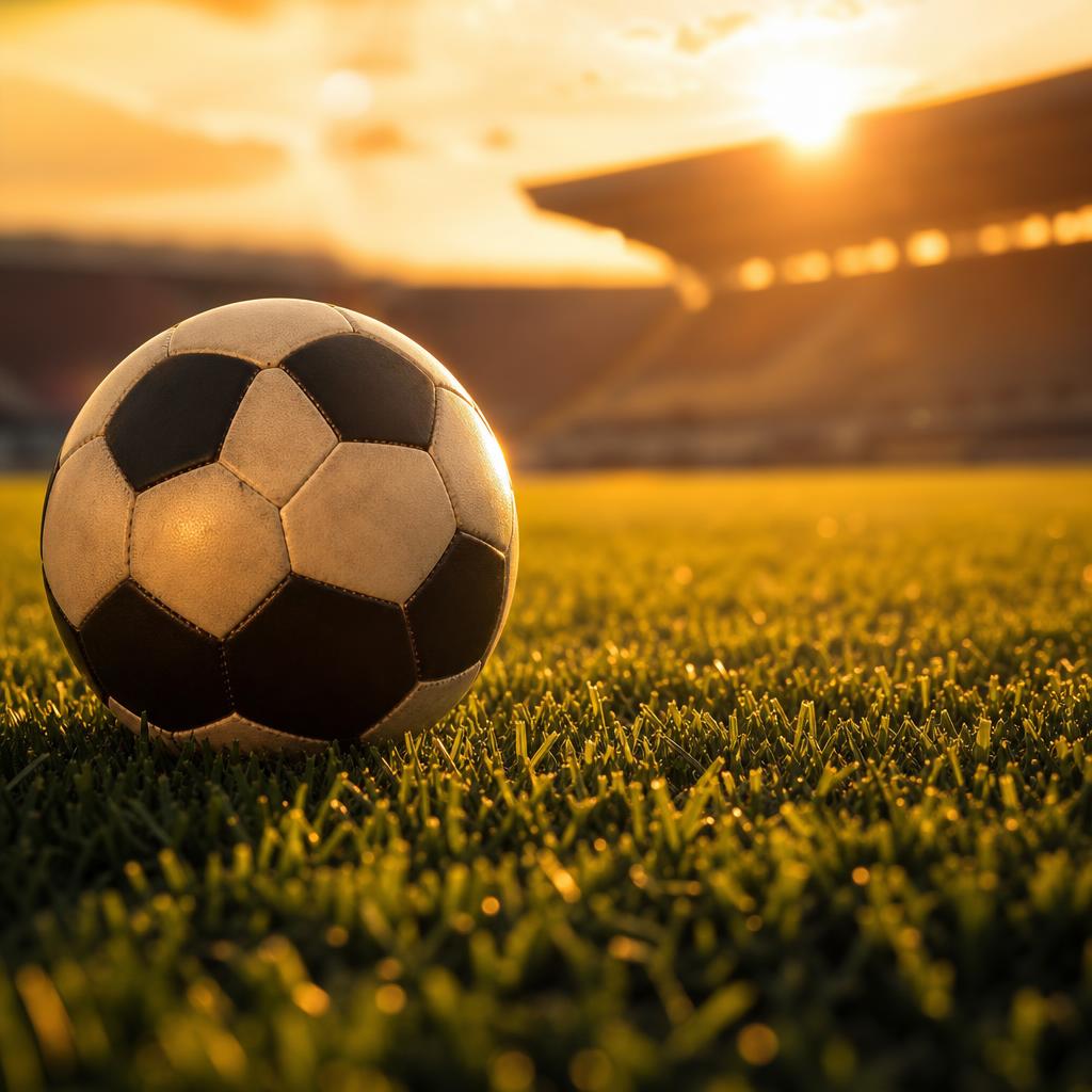 Fußball auf Rasen im Stadion